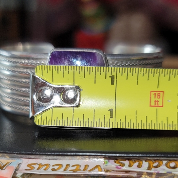 Vintage Navajo D. Lerma Charoite & Solid Sterling Silver Bracelet - Picture 13 of 15